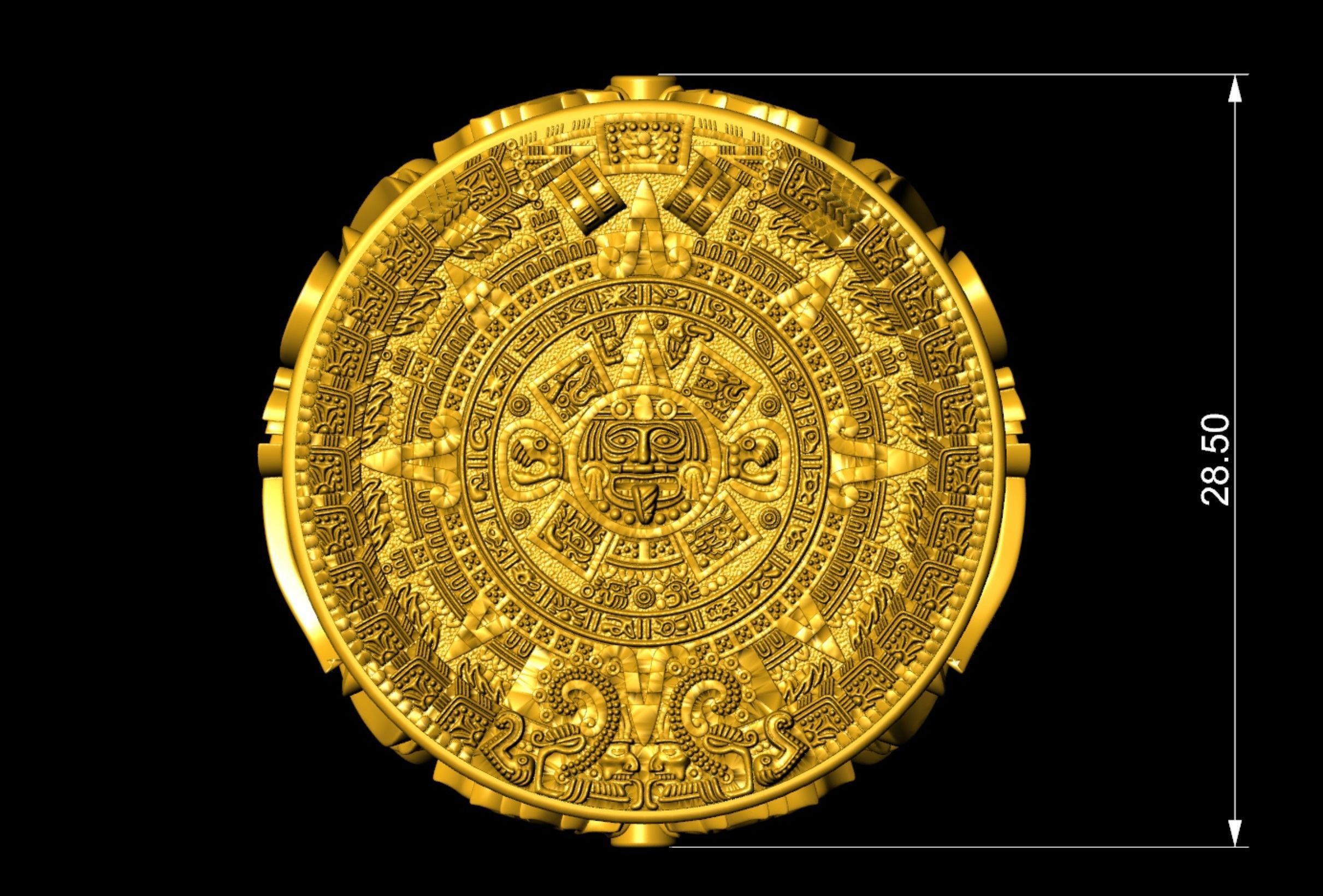 Mayan Calendar Gents Signet Ring  3D print model_6