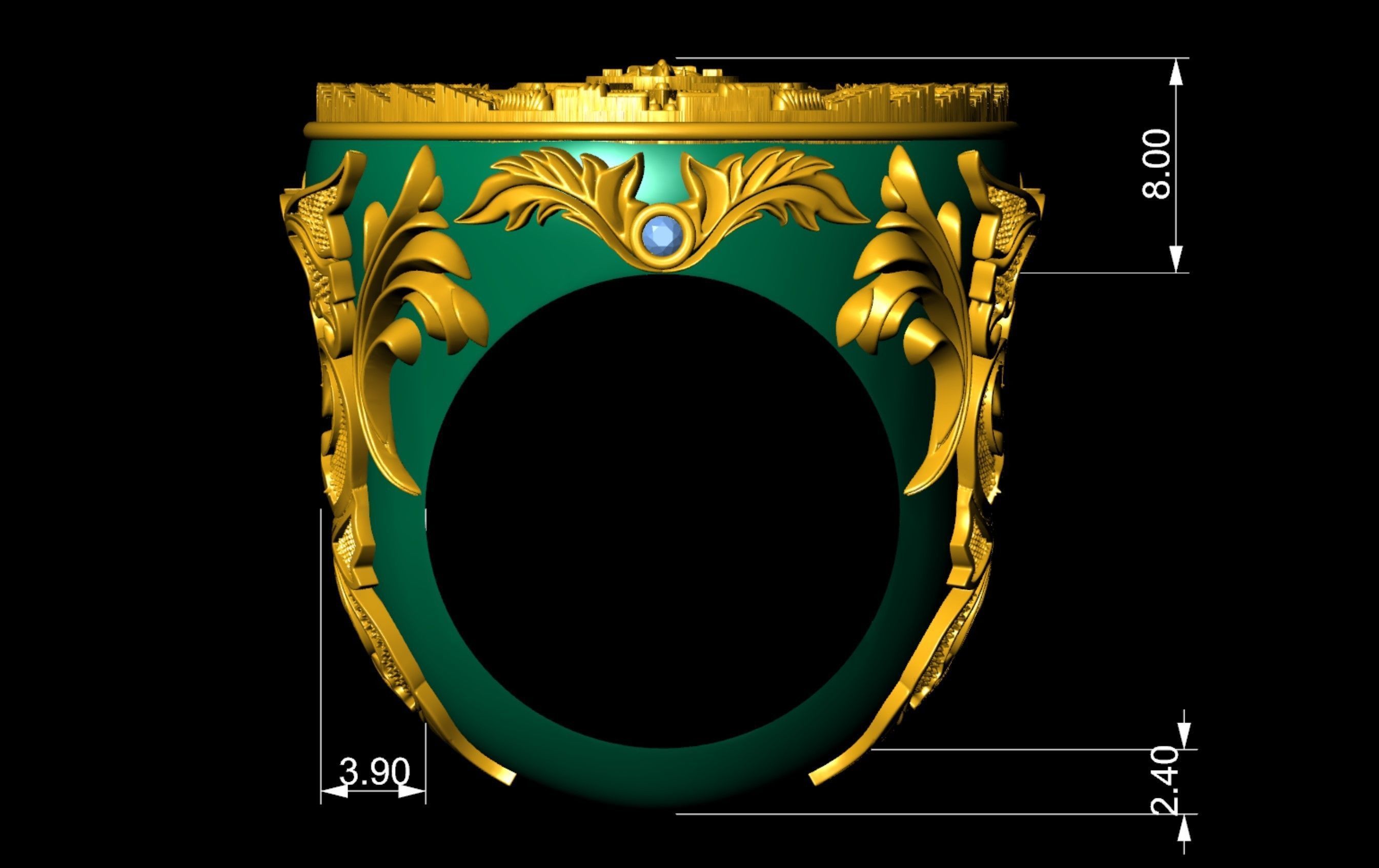 Mayan Calendar Gents Signet Ring  3D print model_8