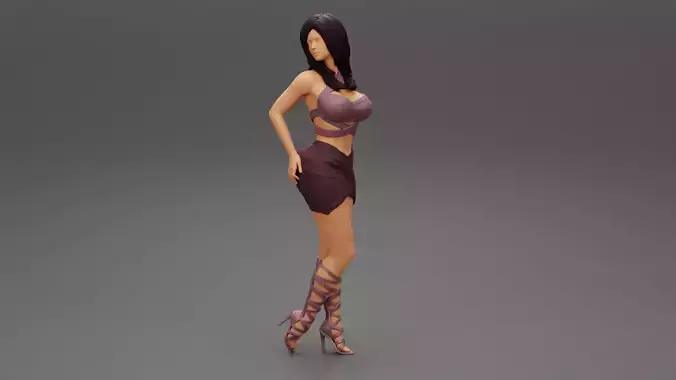 Woman wearing high heel shoes and mini skirt 3D print model