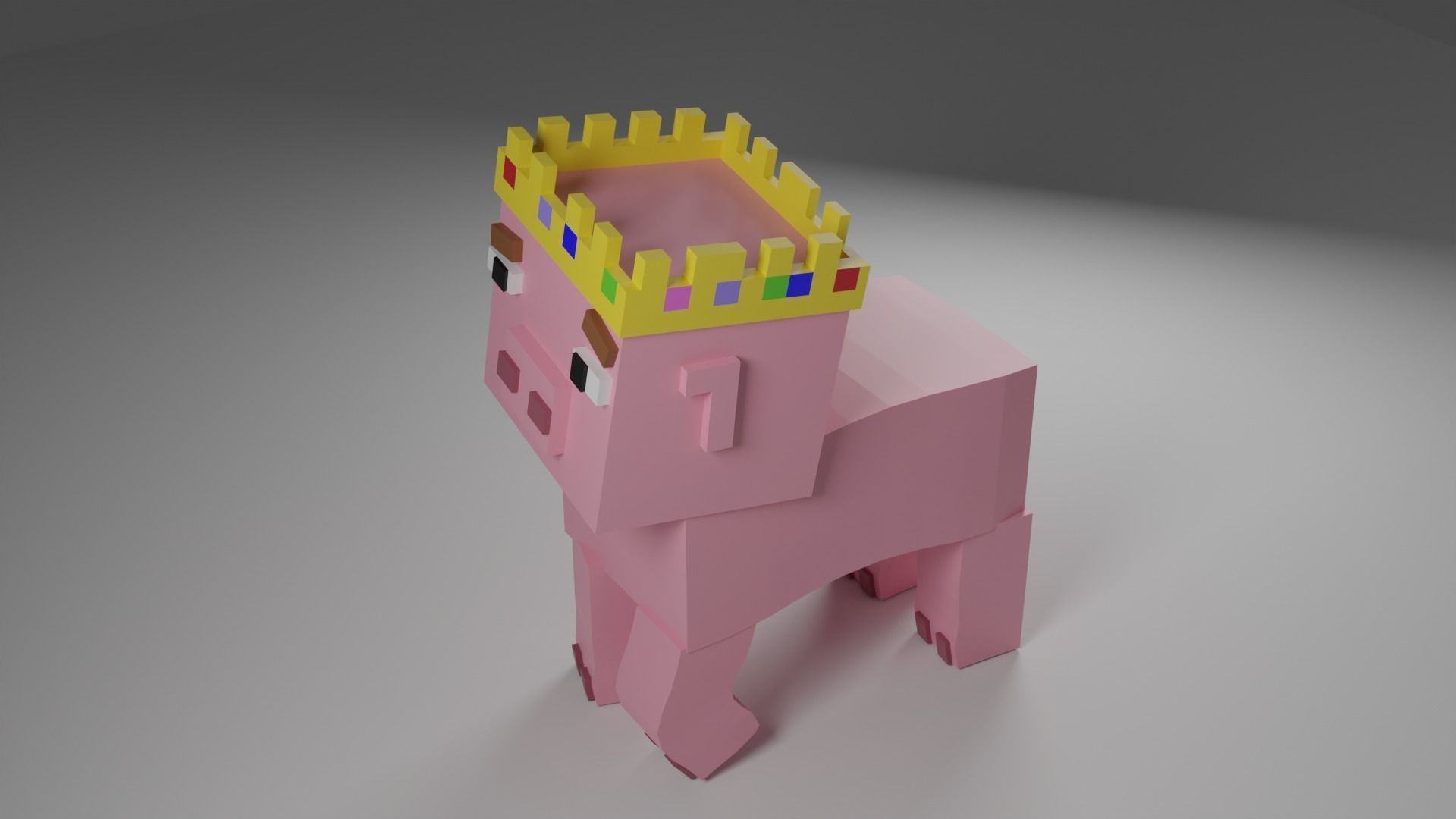 Minecraft pig with a crown 3D print model_6