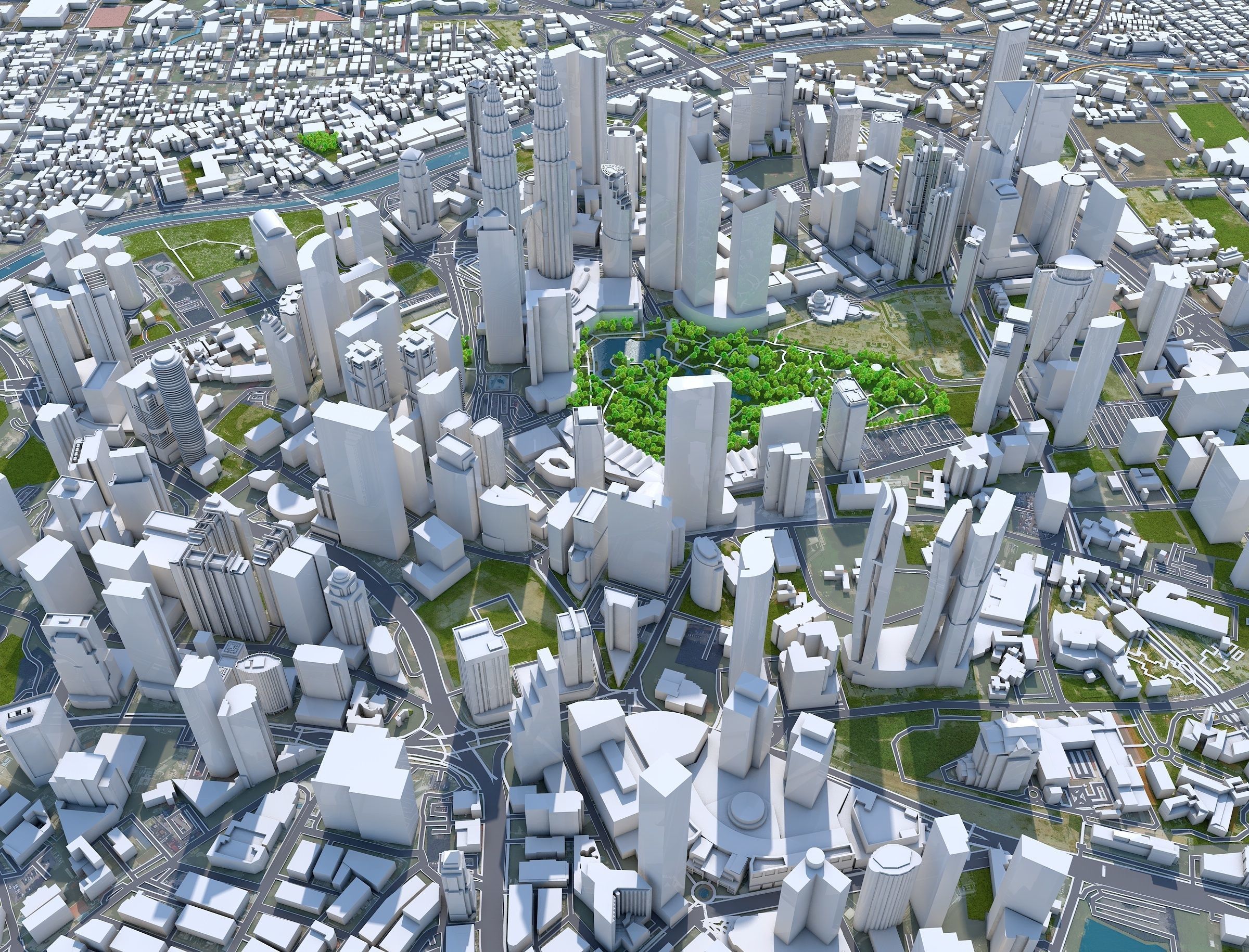 Kuala Lumpur Downtown Low-poly 3D model_12