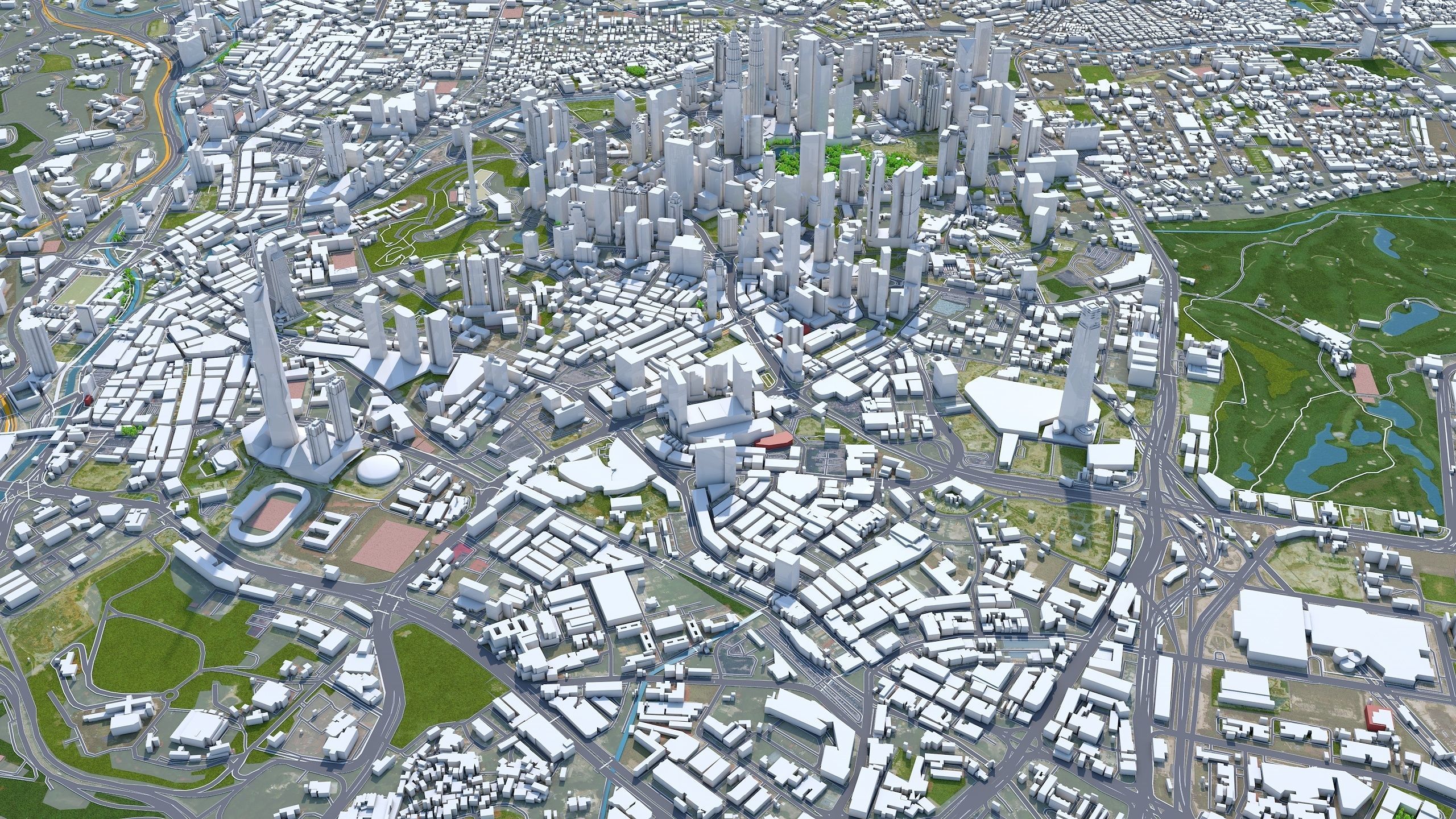 Kuala Lumpur Downtown Low-poly 3D model_3