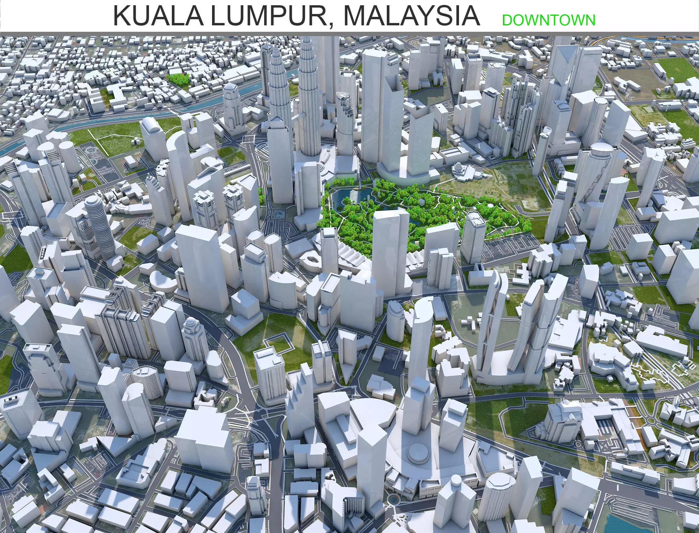 Kuala Lumpur Downtown Low-poly 3D model_0