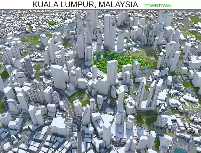 Kuala Lumpur Downtown Low-poly 3D model