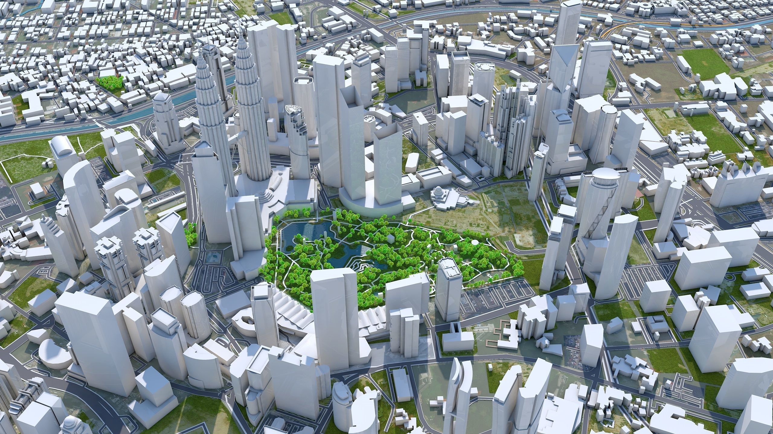 Kuala Lumpur Downtown Low-poly 3D model_1