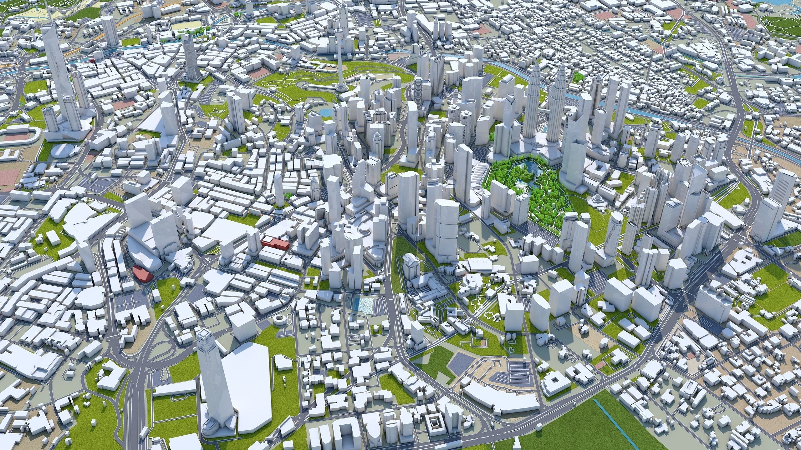 Kuala Lumpur Downtown Low-poly 3D model_4
