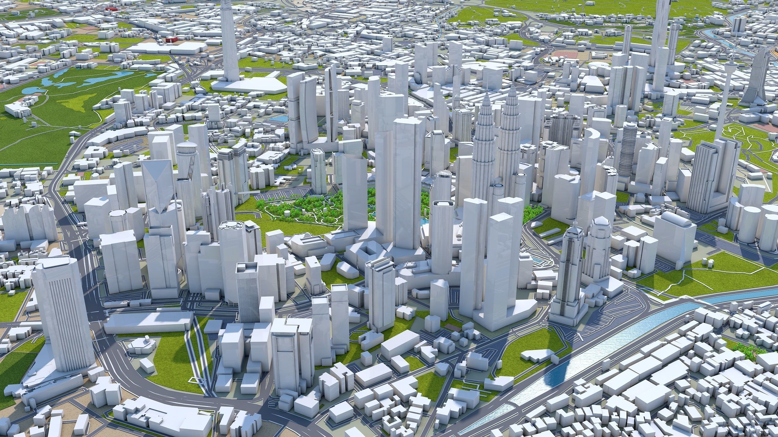 Kuala Lumpur Downtown Low-poly 3D model_5