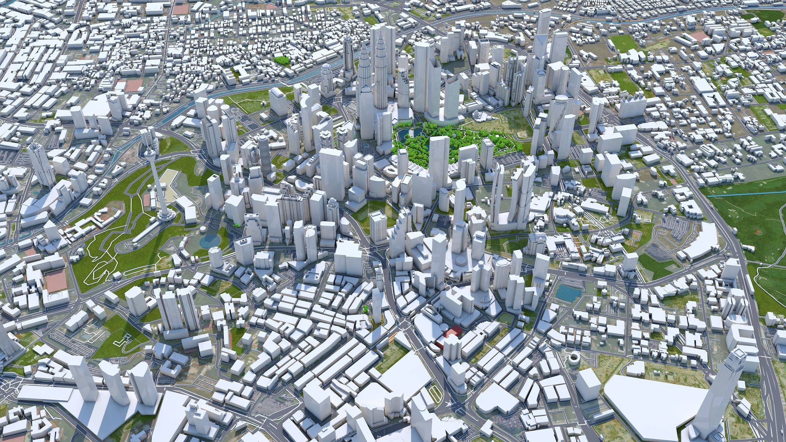 Kuala Lumpur Downtown Low-poly 3D model_2