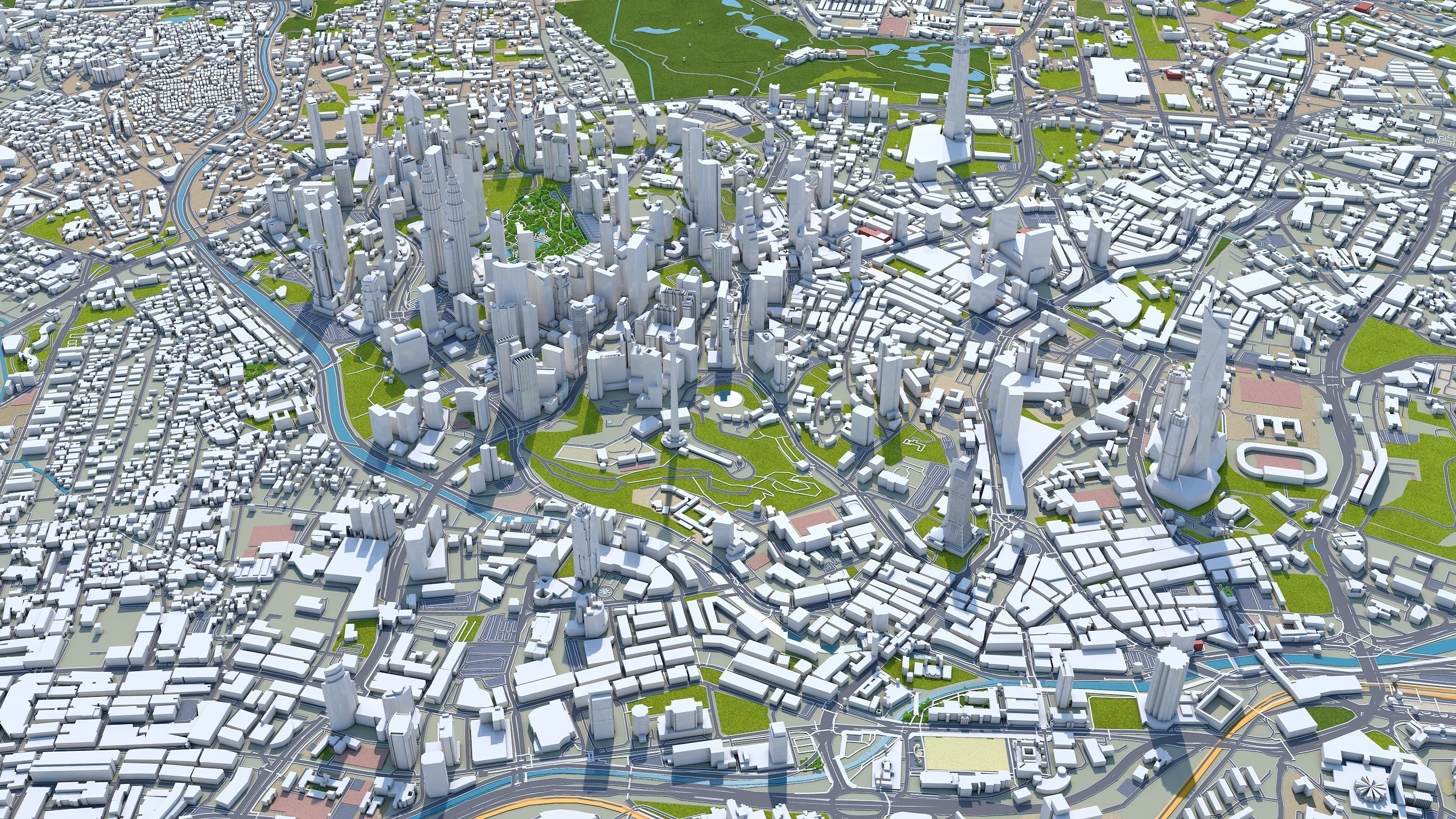 Kuala Lumpur Downtown Low-poly 3D model_6