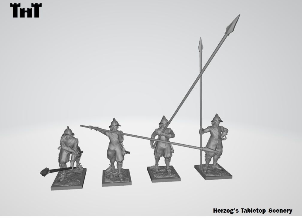 Wargame 3D File - 15mm Armored Pikemen 3D print model_2