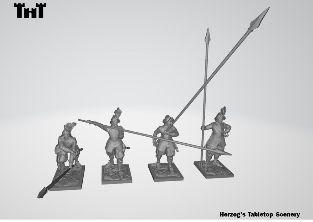 Wargame 3D File - 15mm Armored Pikemen 3D print model_3