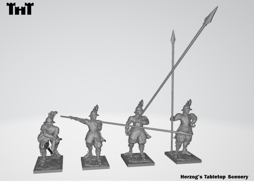 Wargame 3D File - 15mm Armored Pikemen 3D print model_1