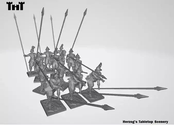Wargame 3D File - 15mm Armored Pikemen 3D print model
