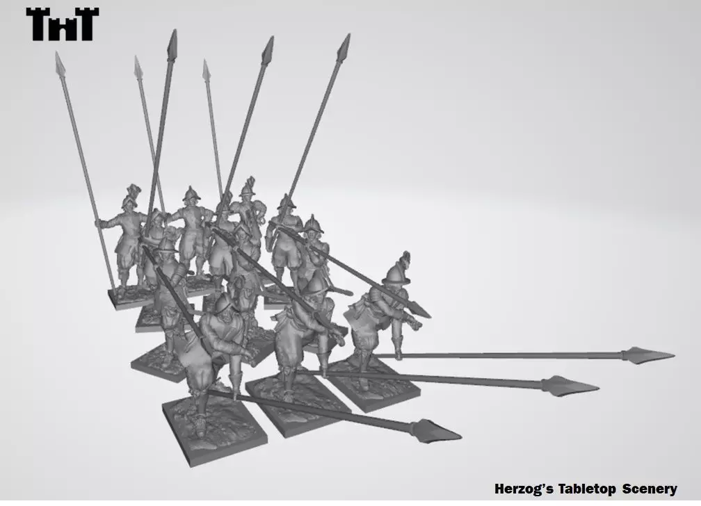 Wargame 3D File - 15mm Armored Pikemen 3D print model_0