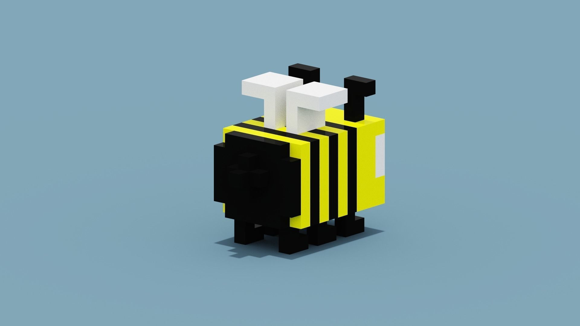 Voxel Bee Low-poly 3D model_6