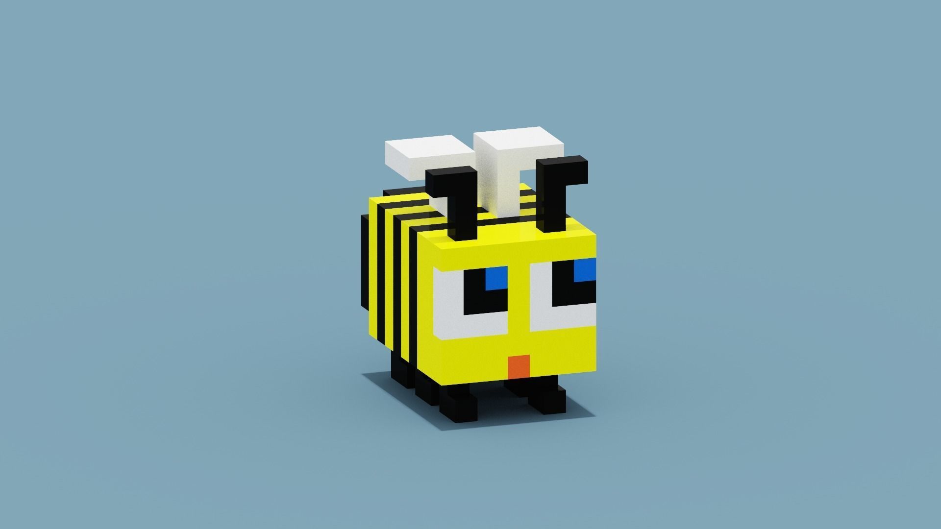 Voxel Bee Low-poly 3D model_10