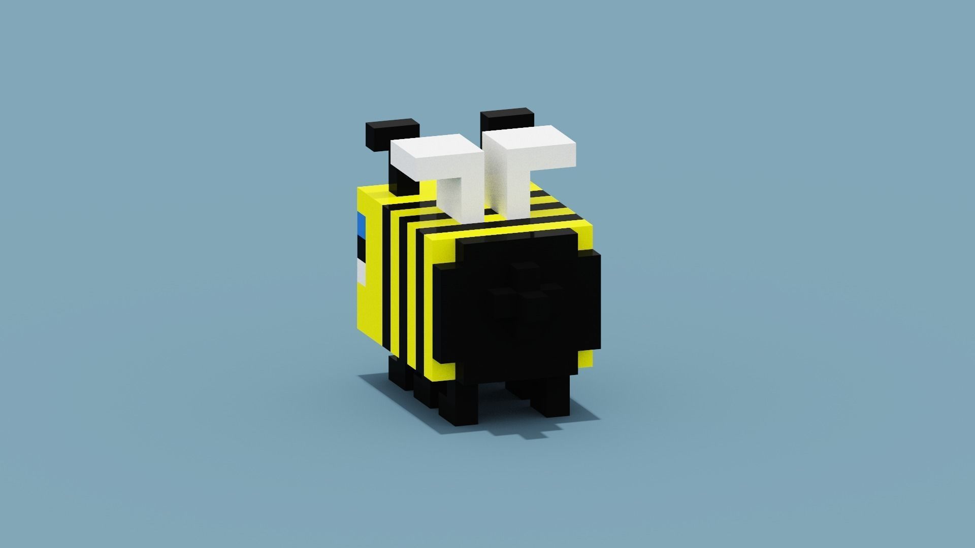 Voxel Bee Low-poly 3D model_4