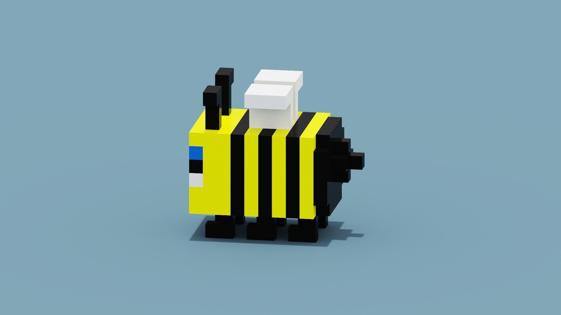 Voxel Bee Low-poly 3D model_2