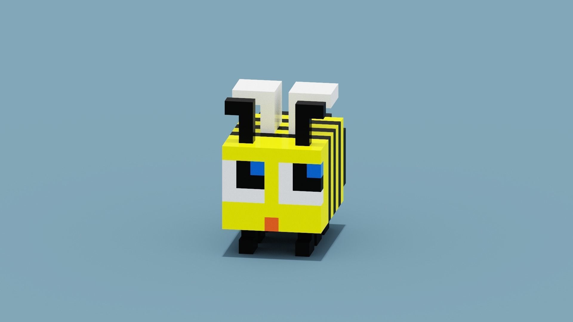 Voxel Bee Low-poly 3D model_11