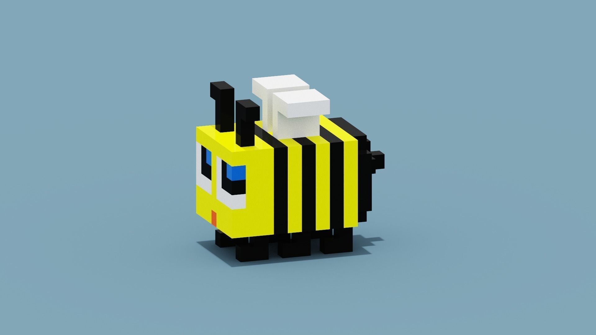 Voxel Bee Low-poly 3D model_1