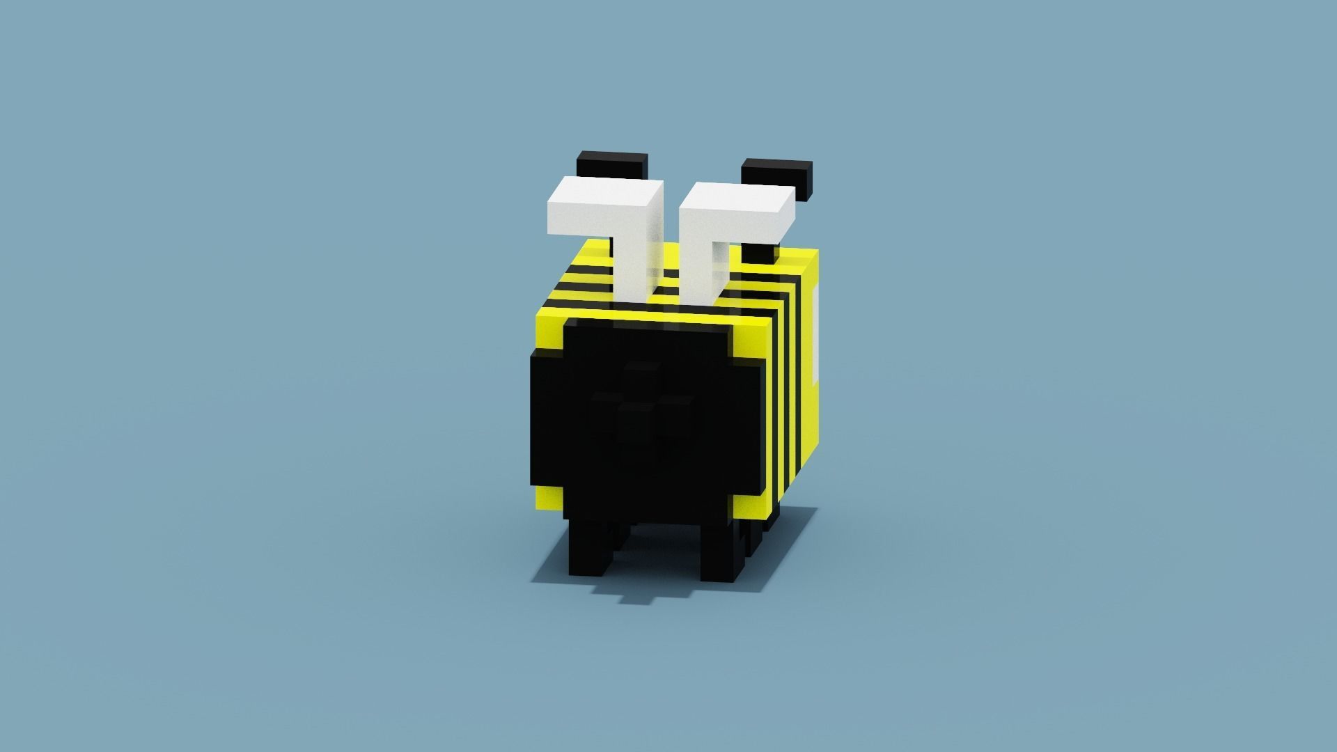Voxel Bee Low-poly 3D model_5