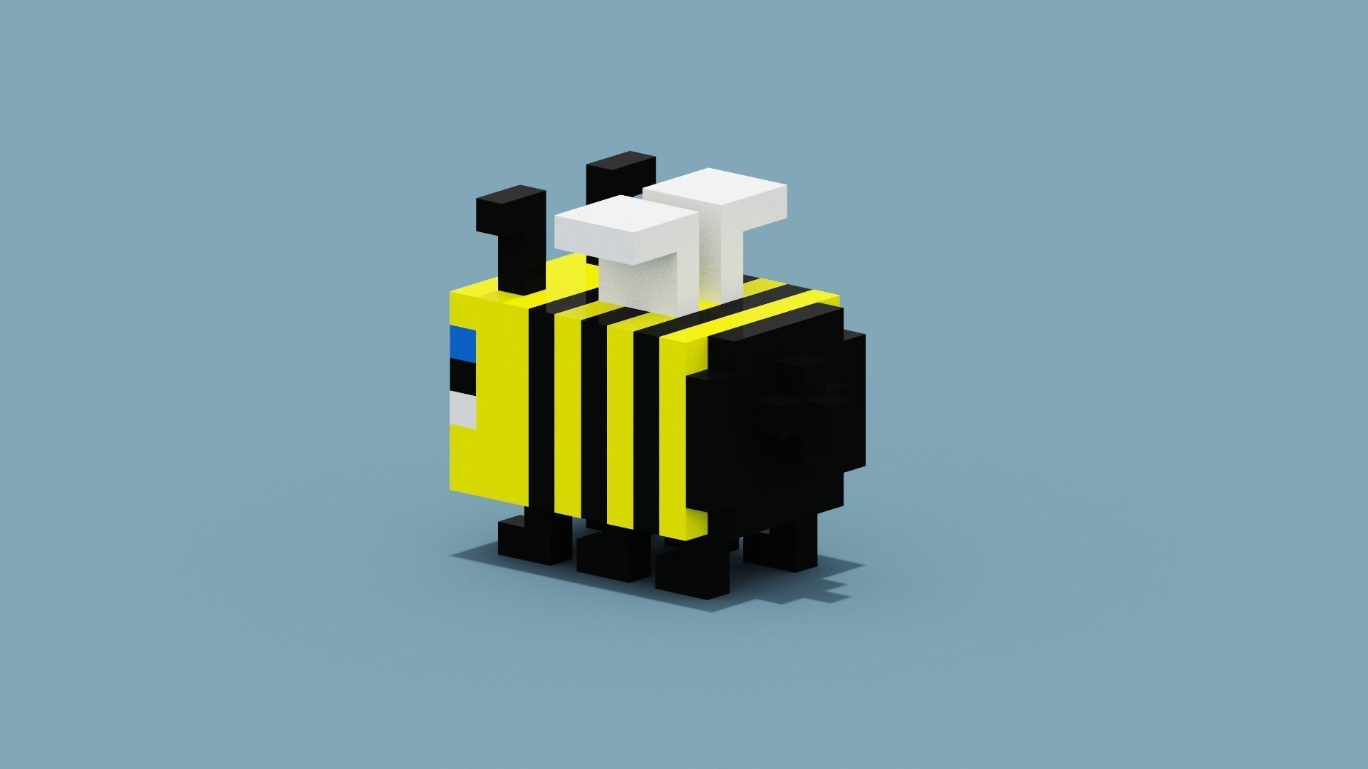 Voxel Bee Low-poly 3D model_3