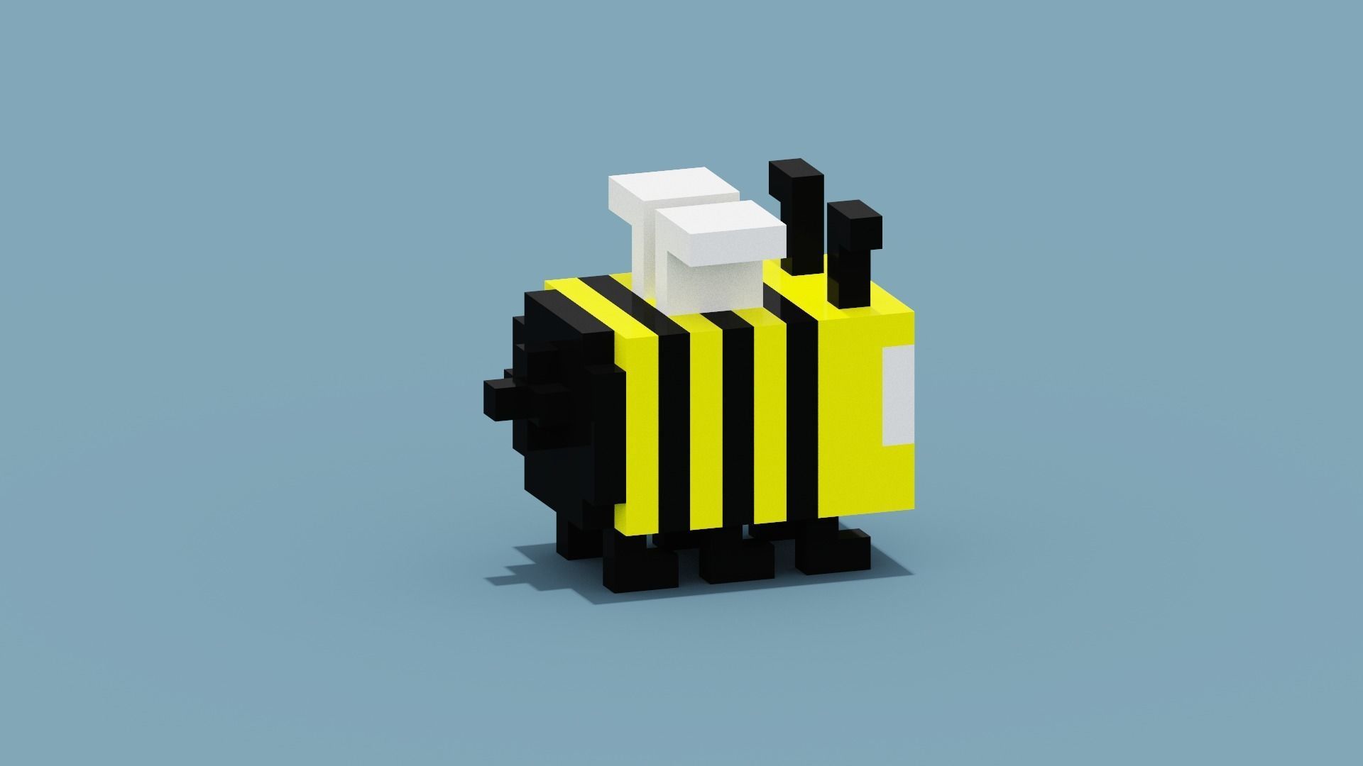 Voxel Bee Low-poly 3D model_7