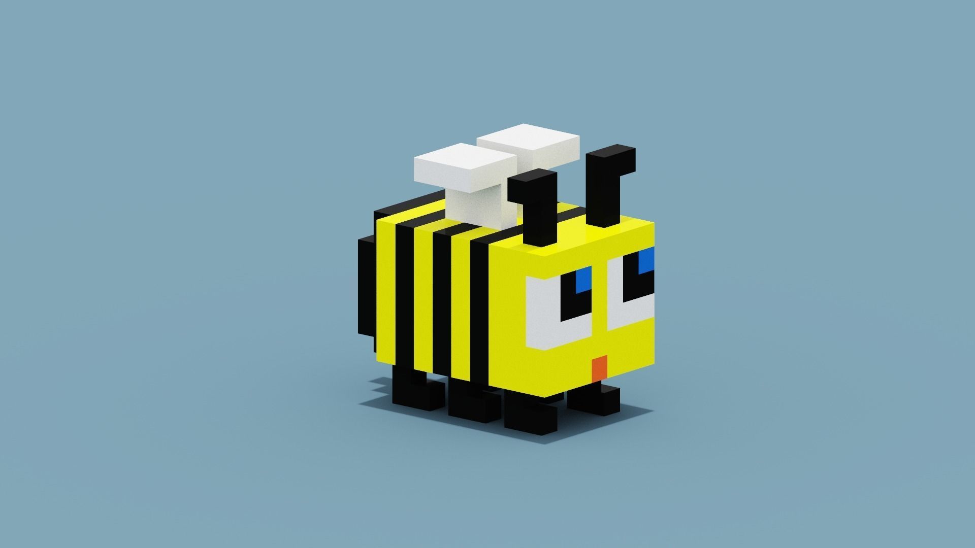 Voxel Bee Low-poly 3D model_9