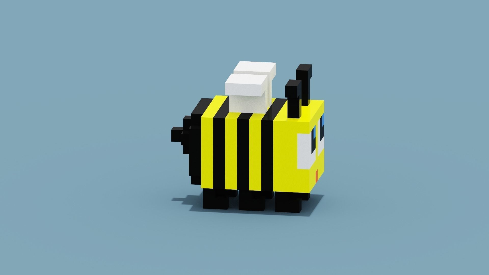 Voxel Bee Low-poly 3D model_8
