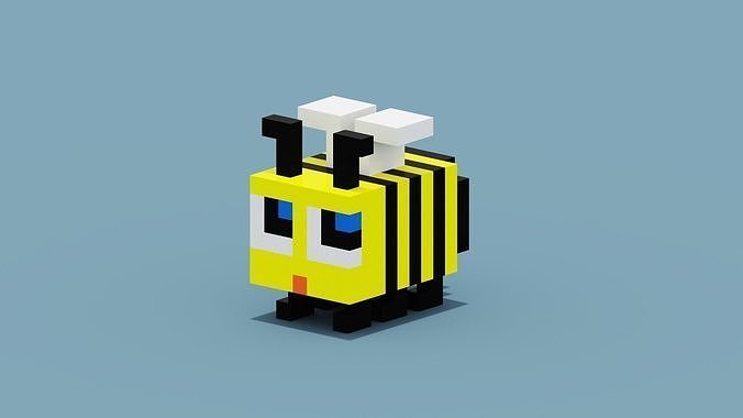 Voxel Bee Low-poly 3D model