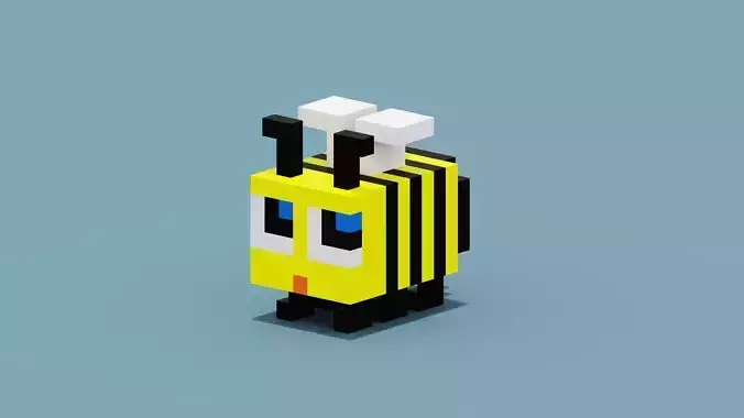 Voxel Bee Low-poly 3D model