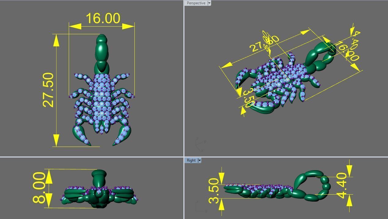 SCORPION PENDENT 3D print model_2