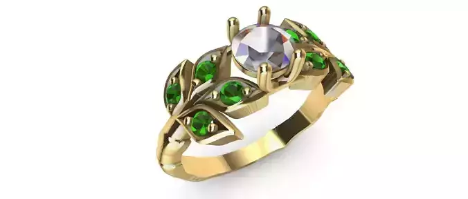 Leaf Ring with Brilhants 3D print model