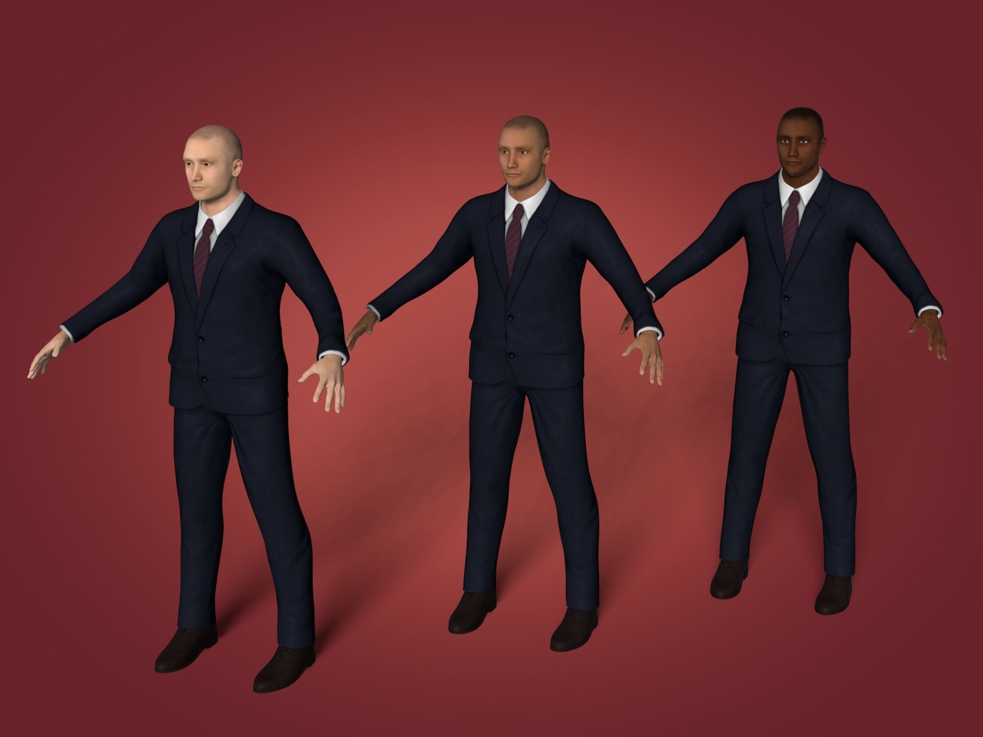 Businessman - Business Man Suit -- Rigged Low-poly 3D model_1