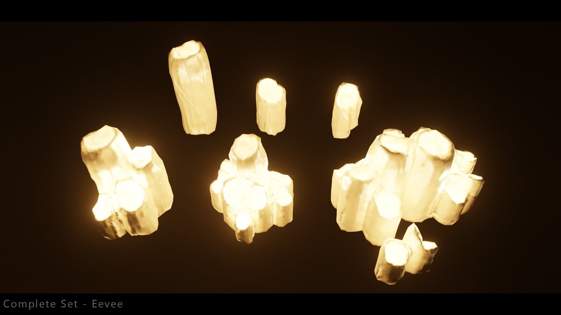 Candle Set lamp with crystals in it Low-poly 3D model_2