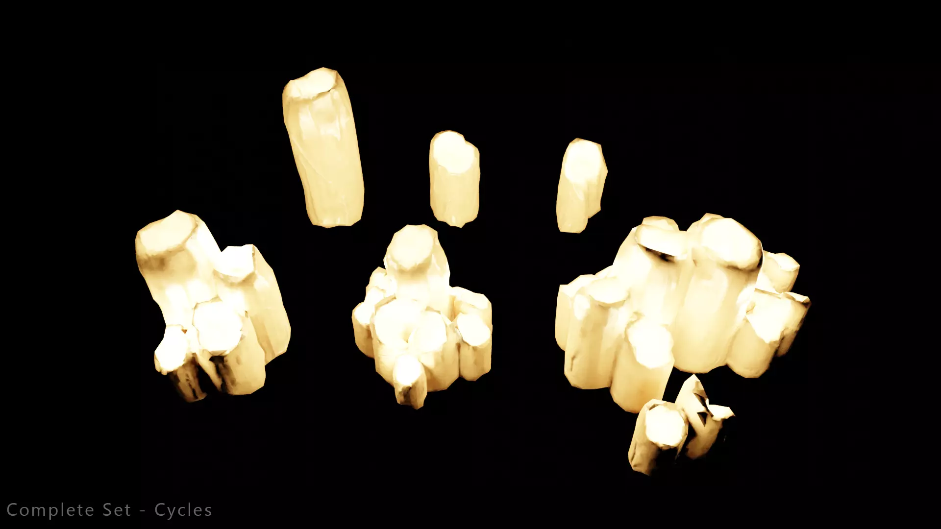Candle Set lamp with crystals in it Low-poly 3D model_0