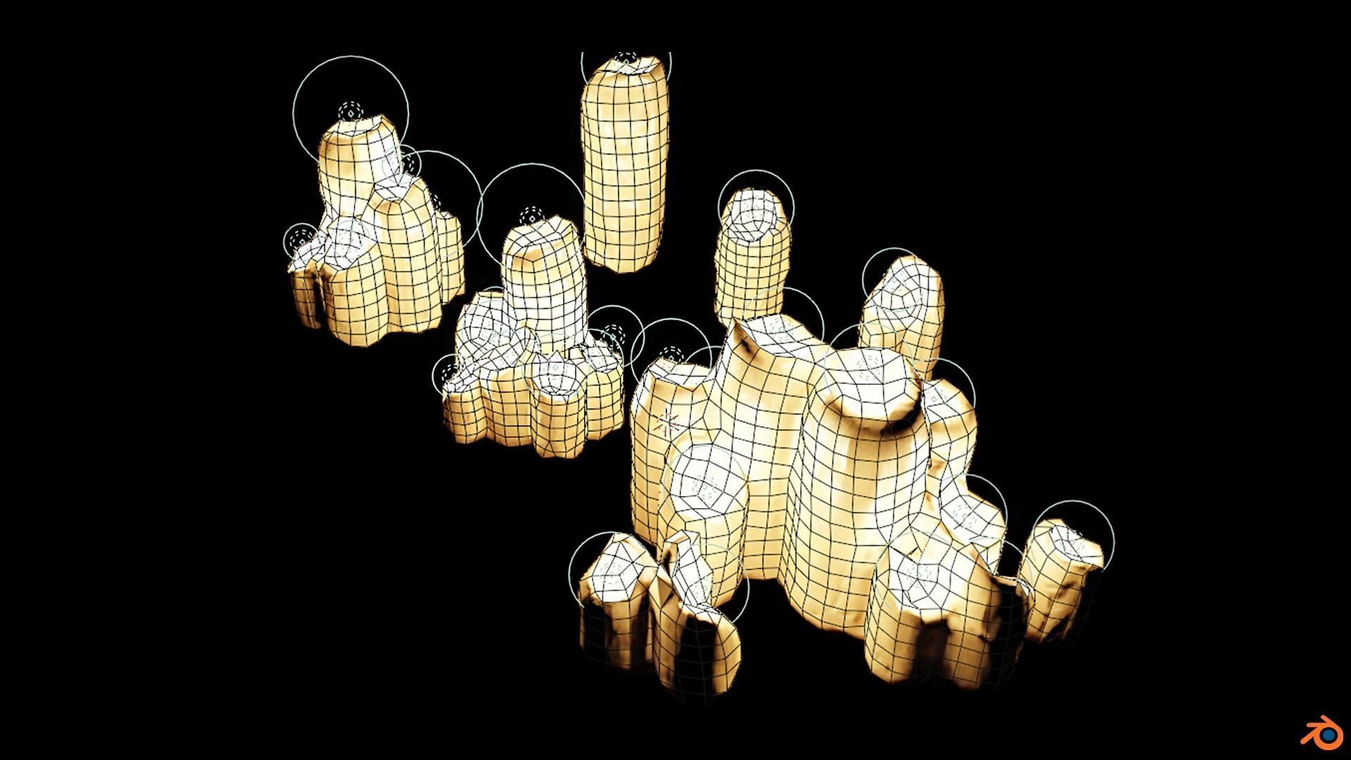 Candle Set lamp with crystals in it Low-poly 3D model_4