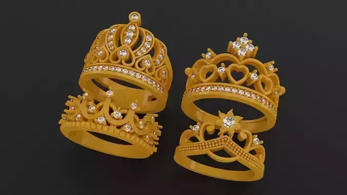 Princess Crown Rings Set 1