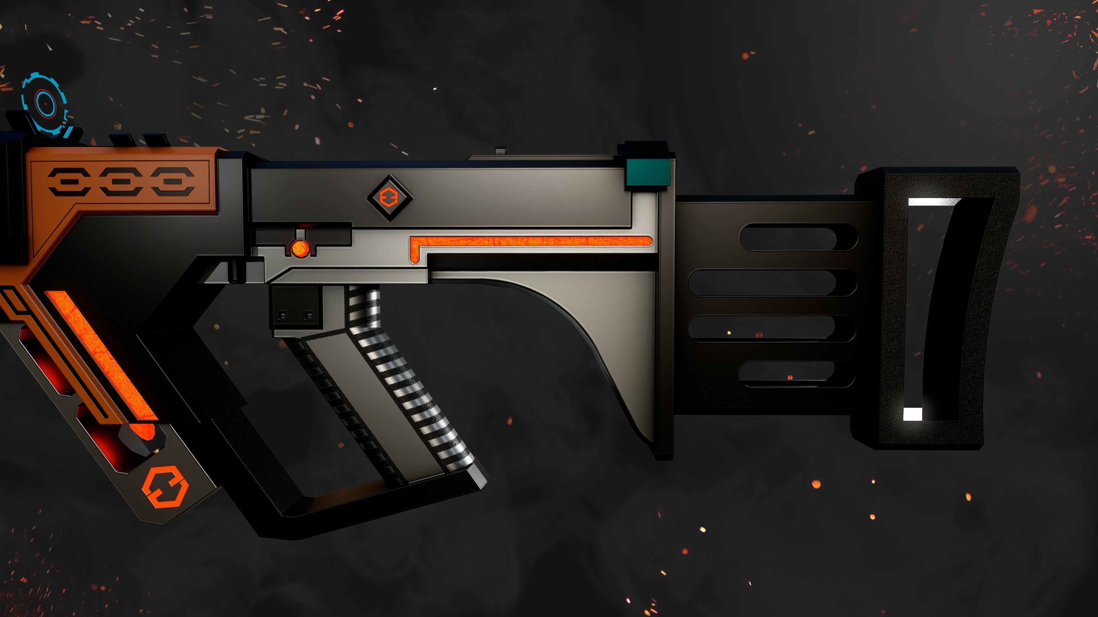 Future Sci-Fi Blaster Rifle Gun Game-Ready Low-poly 3D model_6