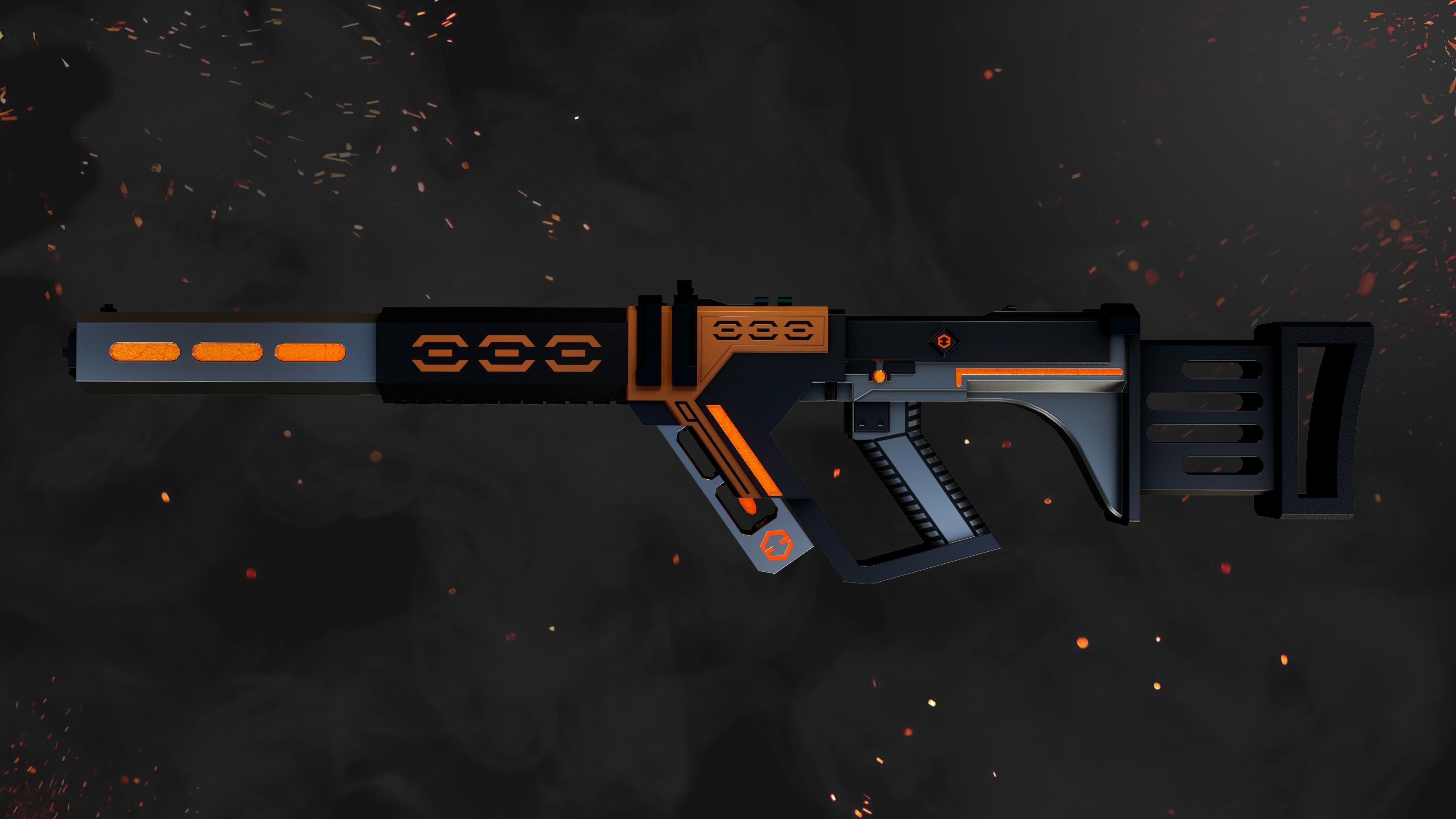 Future Sci-Fi Blaster Rifle Gun Game-Ready Low-poly 3D model_3