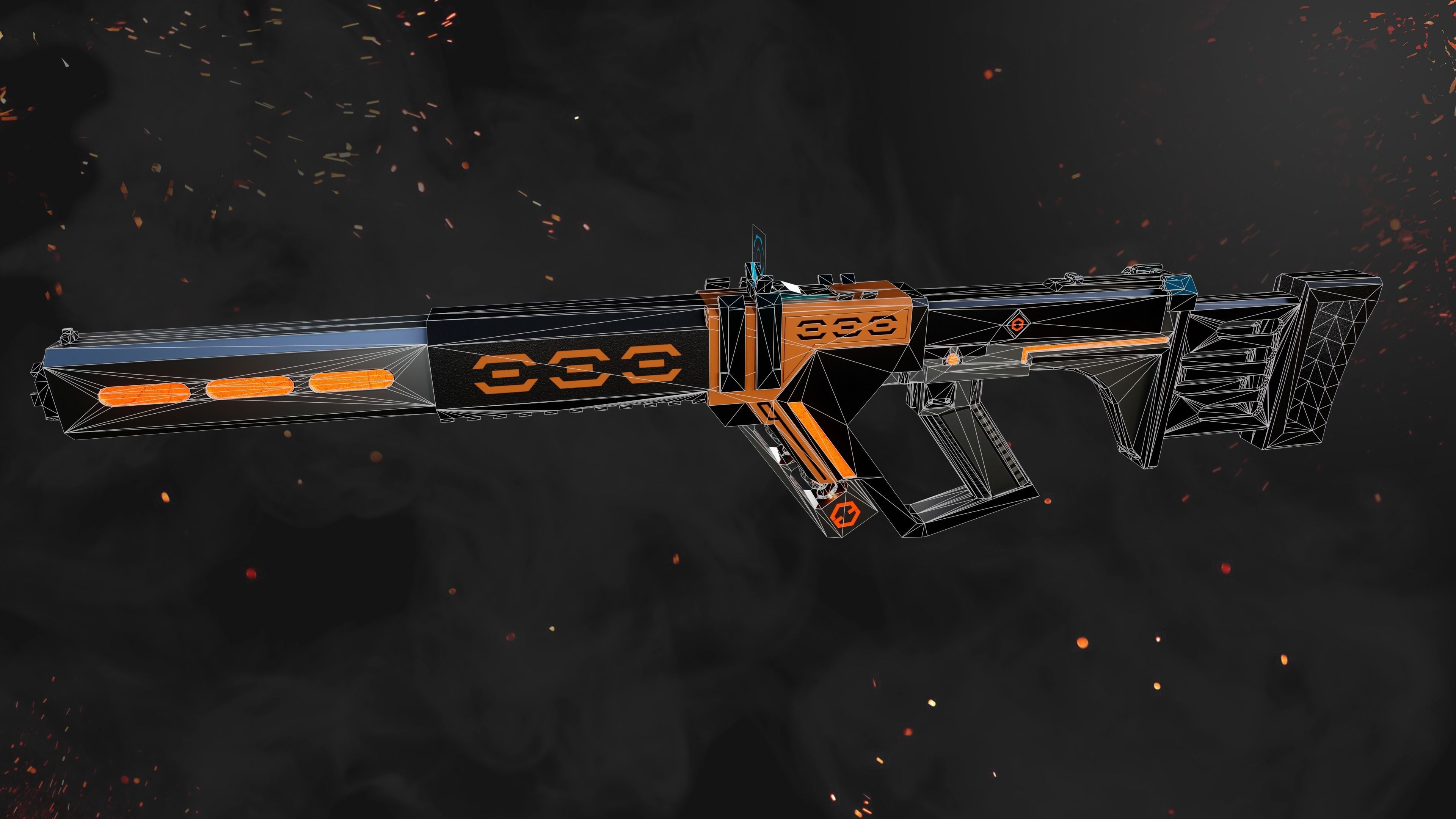 Future Sci-Fi Blaster Rifle Gun Game-Ready Low-poly 3D model_7