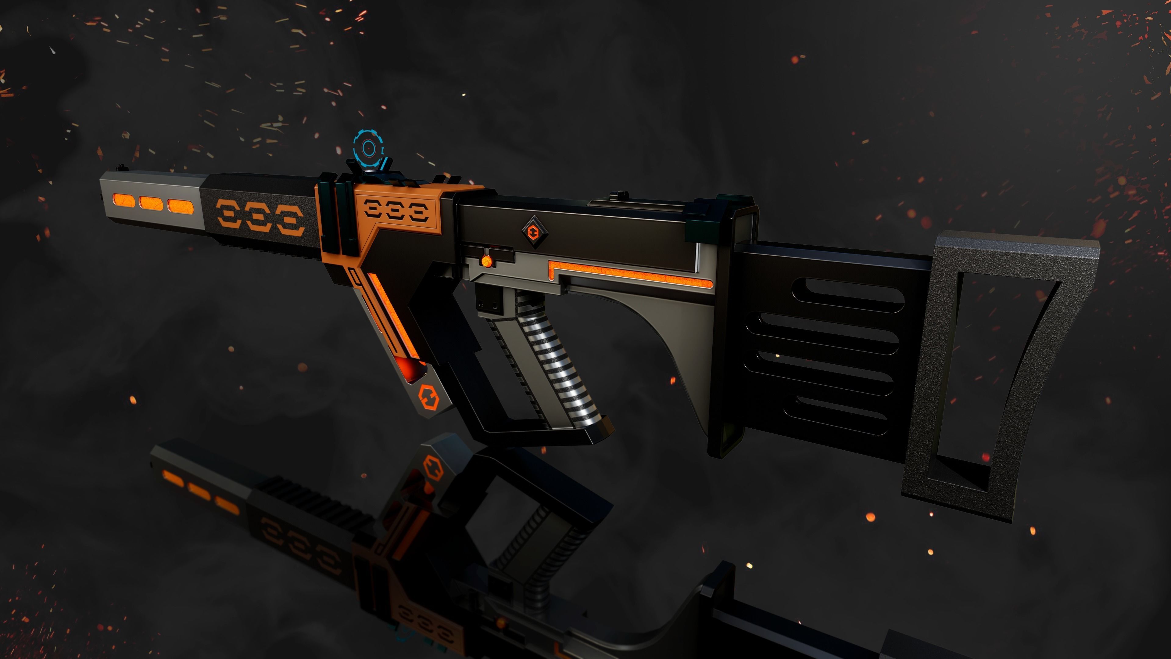 Future Sci-Fi Blaster Rifle Gun Game-Ready Low-poly 3D model_2