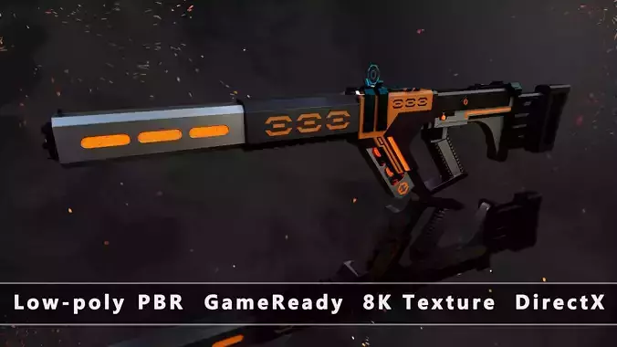 Future Sci-Fi Blaster Rifle Gun Game-Ready Low-poly 3D model