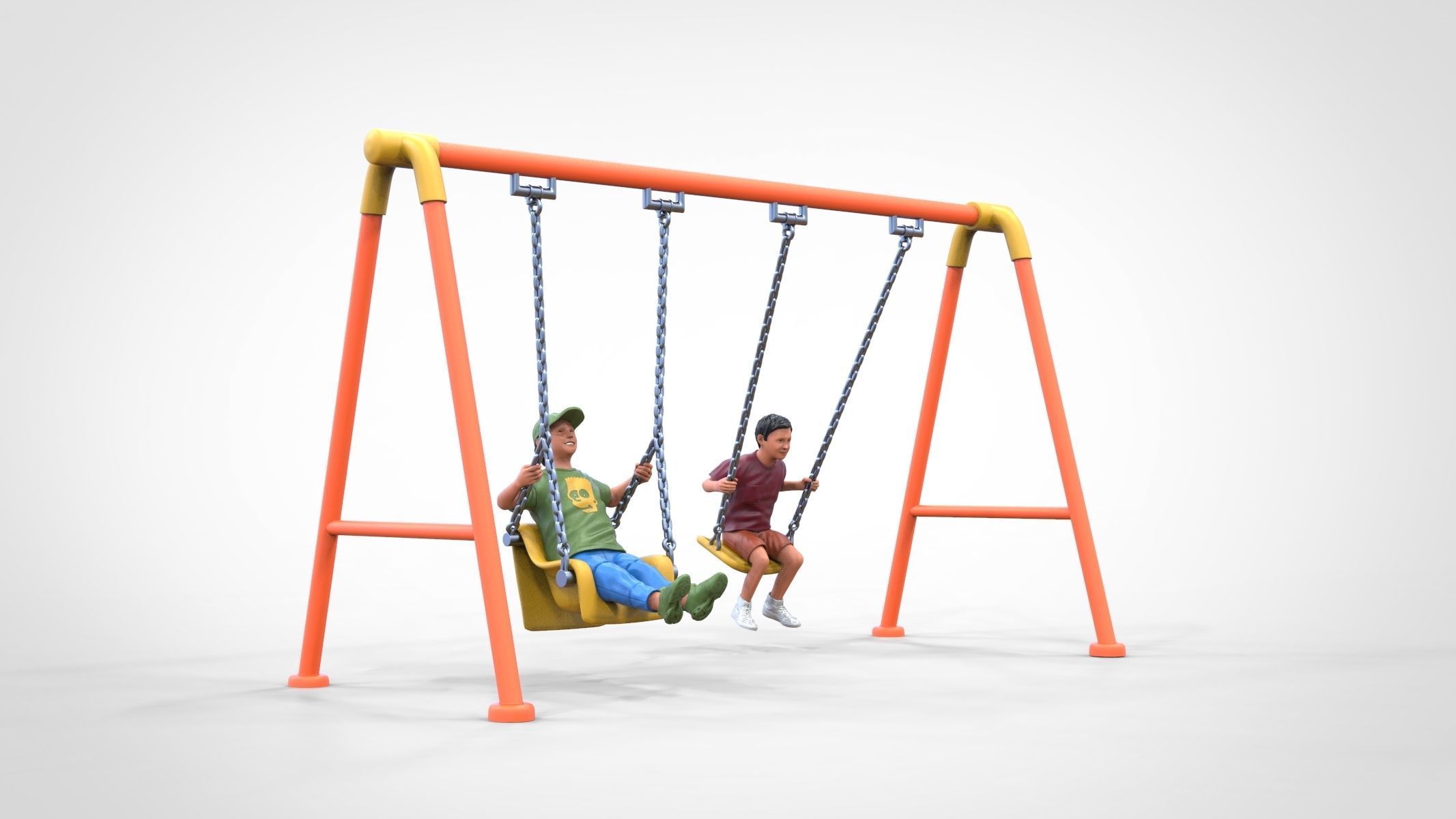 N1 Kid playing on a swing in park 3D print model_26