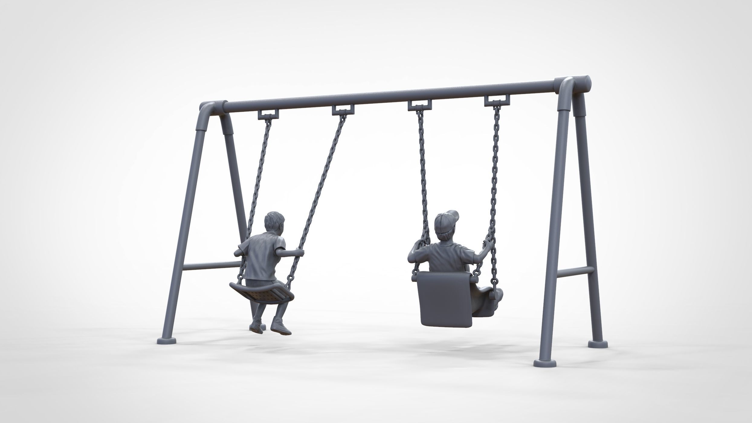 N1 Kid playing on a swing in park 3D print model_36