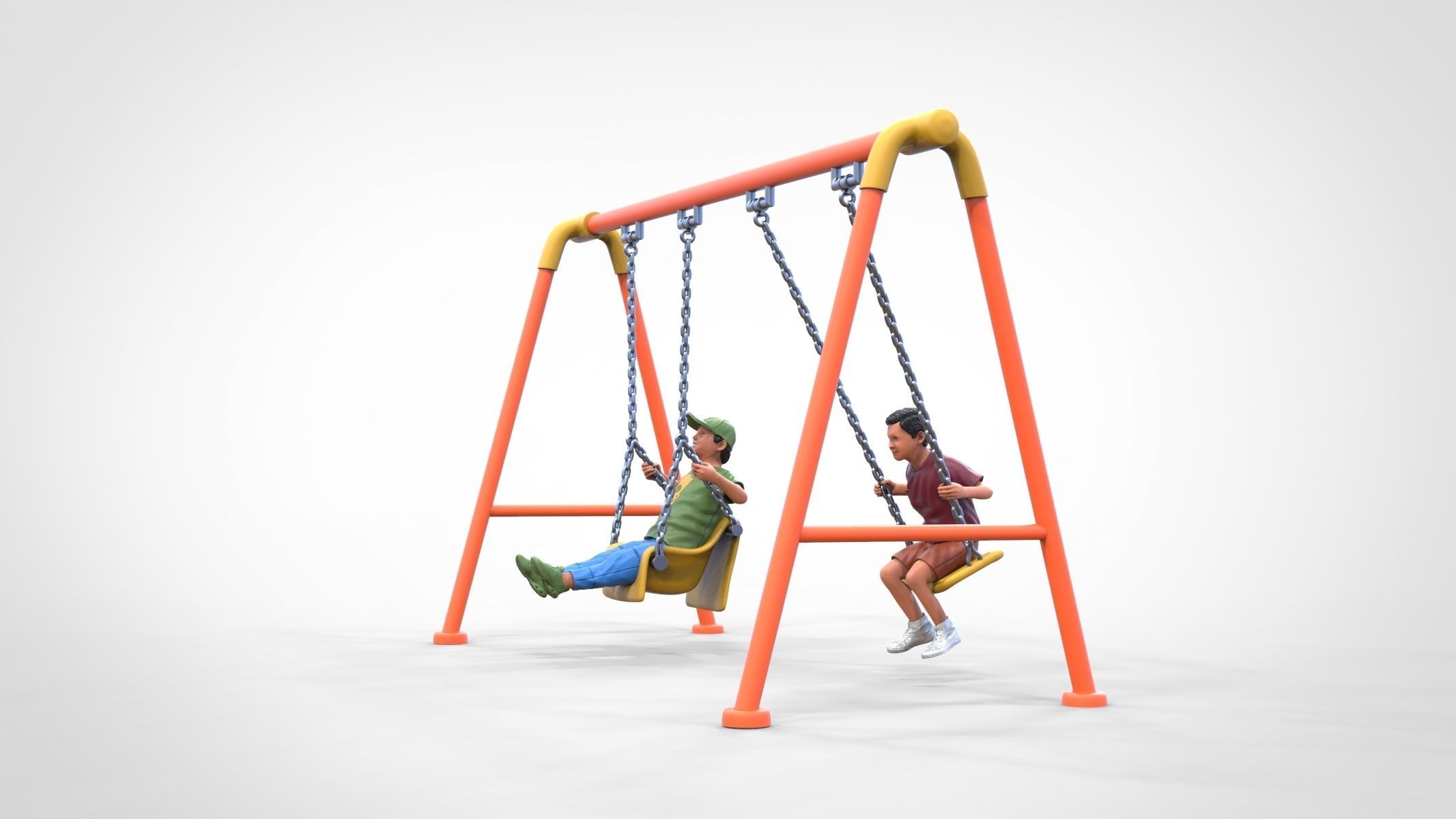 N1 Kid playing on a swing in park 3D print model_12
