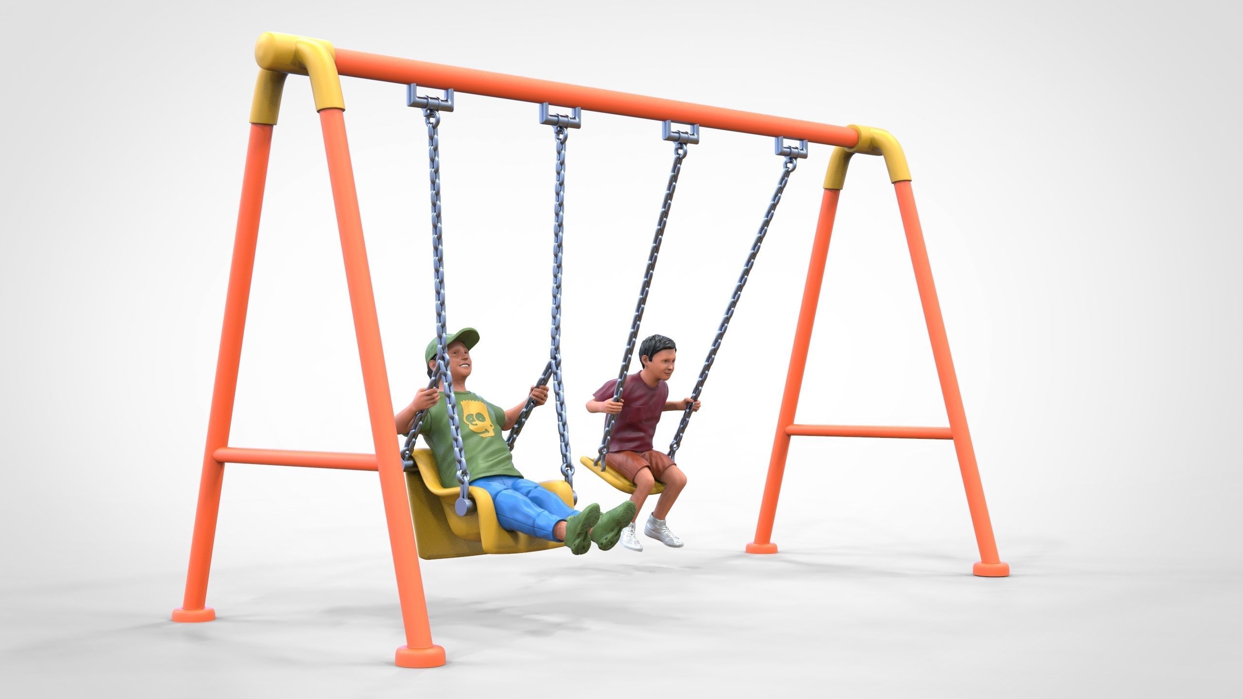 N1 Kid playing on a swing in park 3D print model_6