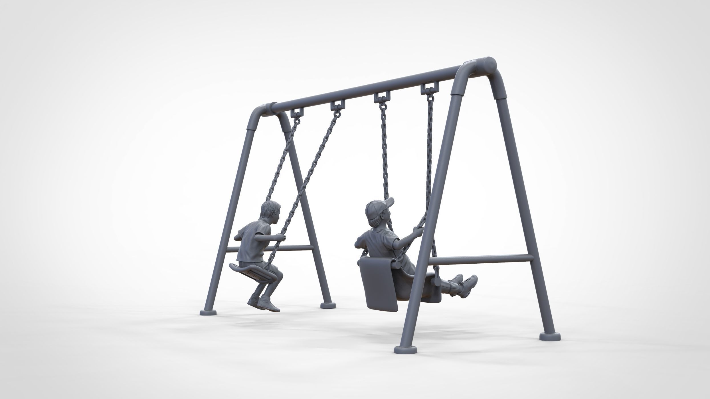 N1 Kid playing on a swing in park 3D print model_37