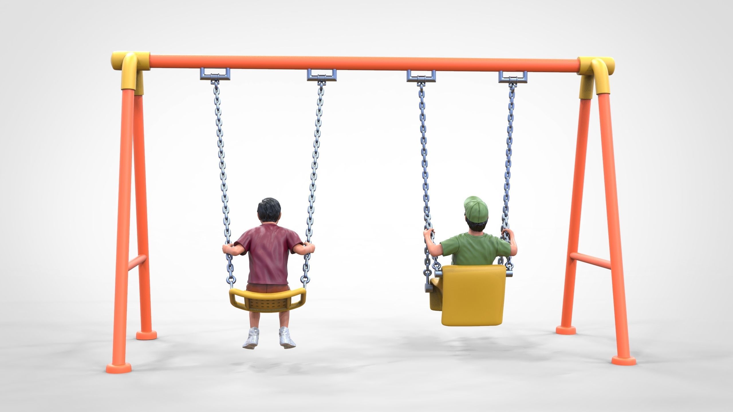 N1 Kid playing on a swing in park 3D print model_4