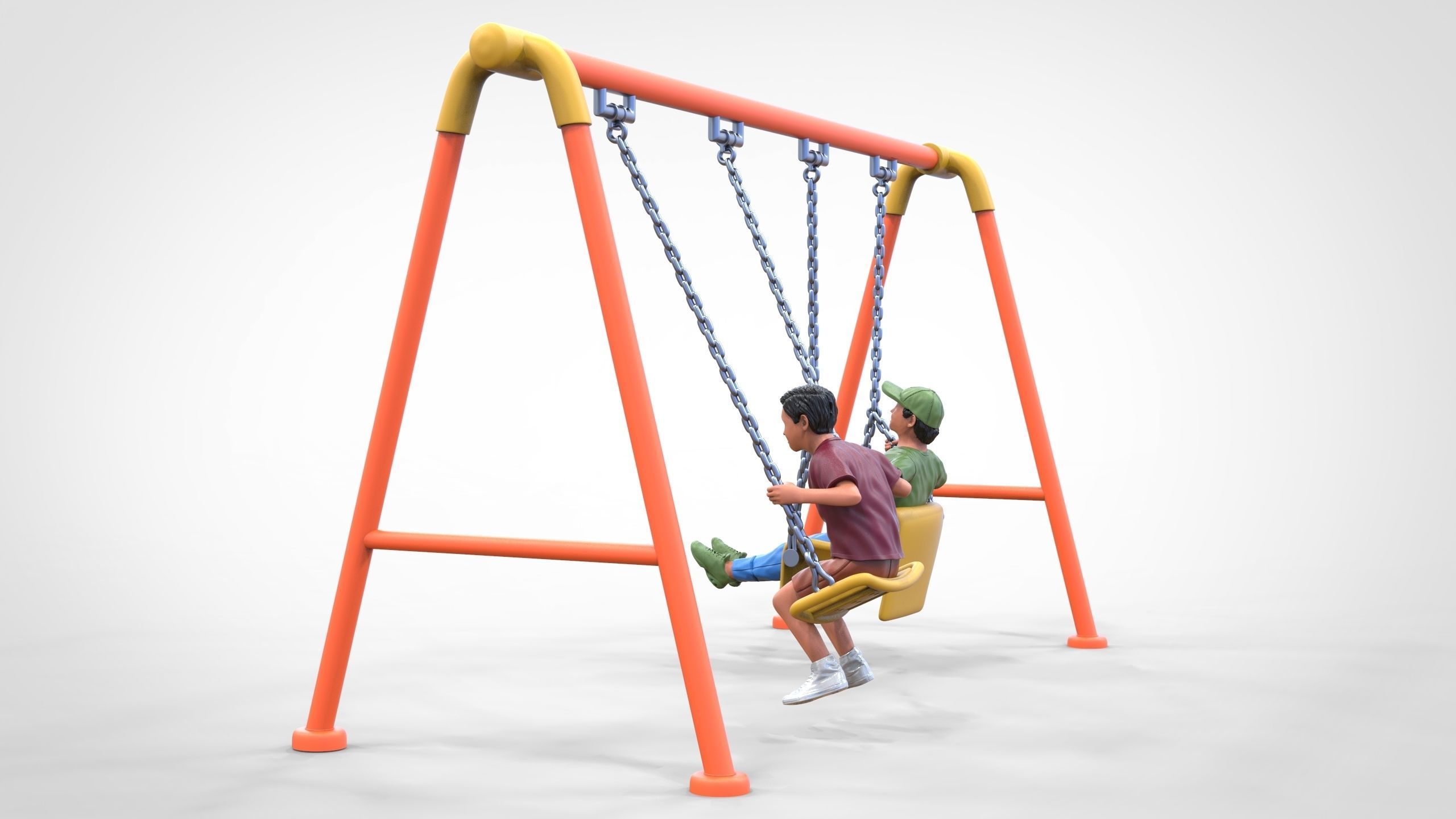 N1 Kid playing on a swing in park 3D print model_2